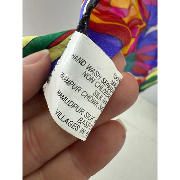 Vintage Mamudpur 80s Rainbow Jungle Silk Scarf Elephant Big Cat Floral Full Moon - Picture 3 of 5